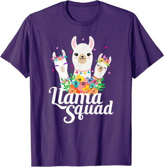 Llamas and Alpaca Gifts Llama Squad Funny Cute Llama Matching T-Shirt - Purple
