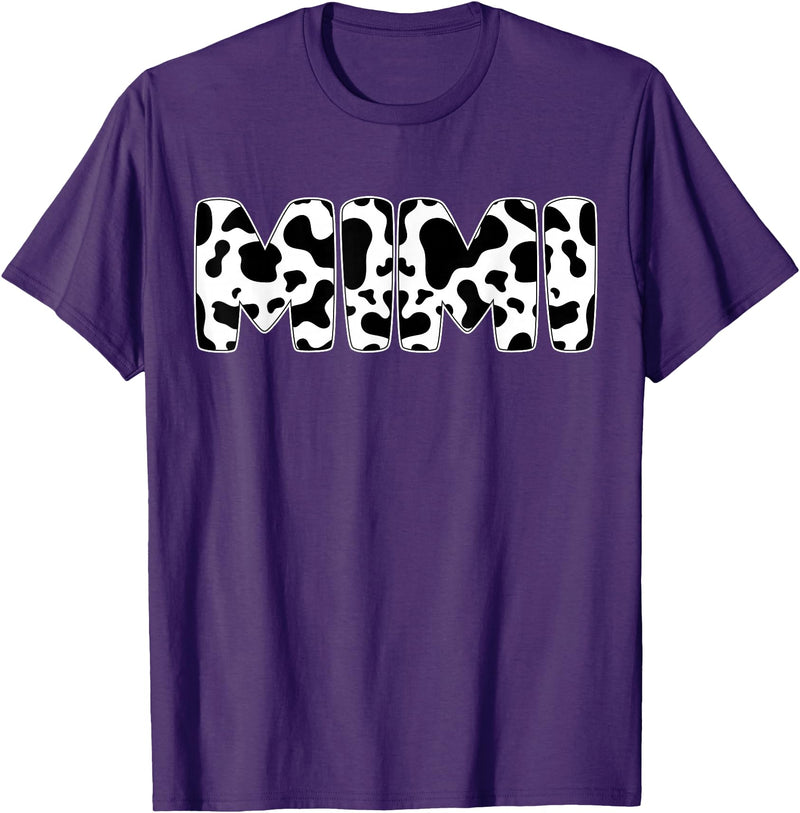 Family Matching Gifts Cow Mimi Cow Print Cow Pattern Mother's Day T-Shirt - Purple