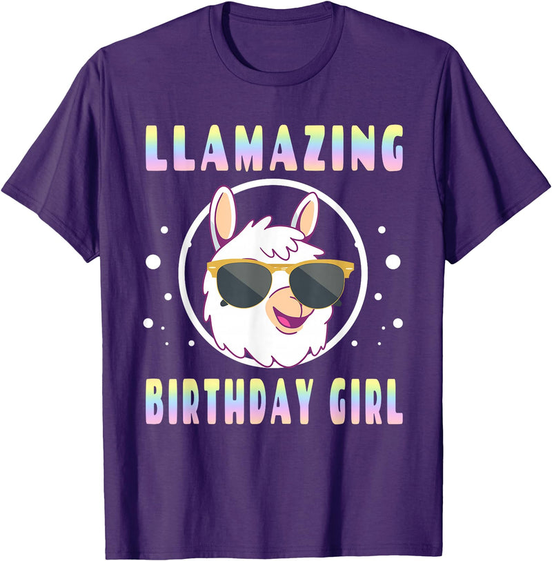 LLama Squad Shirts and Gifts Llama Birthday Girl Party Outfit Amazing Pun Fun Rainbow T-Shirt - Purple