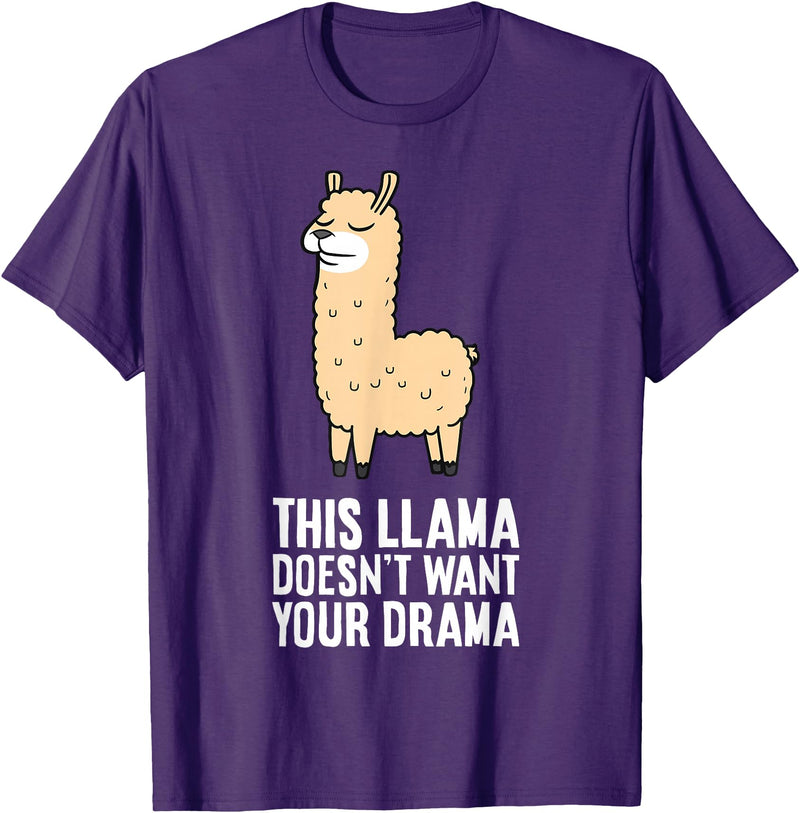 Funny Llama Lover Gifts This Llama Doesn't Want Your Drama Funny Drama LLama T-Shirt - Purple