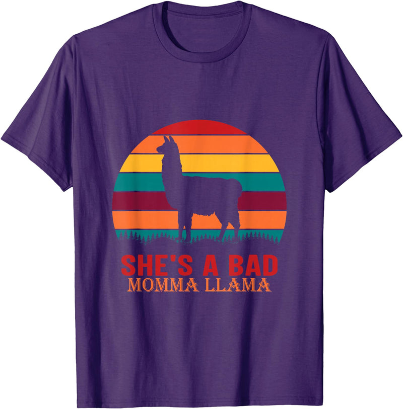 funny momma llama apparel for women & bride mom hot mamma llama needs no drama mama lama mama llama T-Shirt - Purple