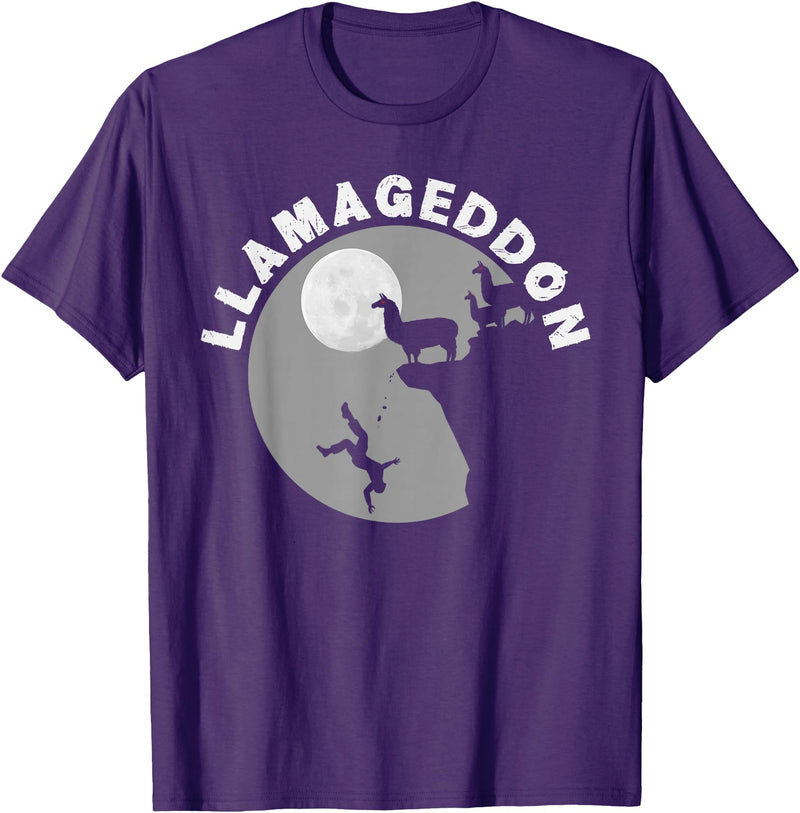 Funny Llama Tshirts for Farm Pet Animal Fans Funny Llamageddon T-Shirt for Llama Barnyard Lovers T-Shirt - Purple