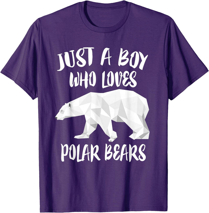 Polar Bear Lover Gift Just A Boy Who Loves Polar Bears T-Shirt Bear Lover Gift T-Shirt - Purple