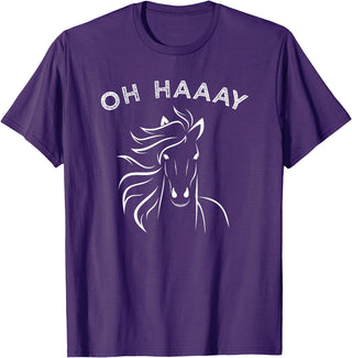 Horse Tee Apparel Funny Oh Haaay Horse T-Shirt, Funny Oh Hey Horse Tee T-Shirt - Purple