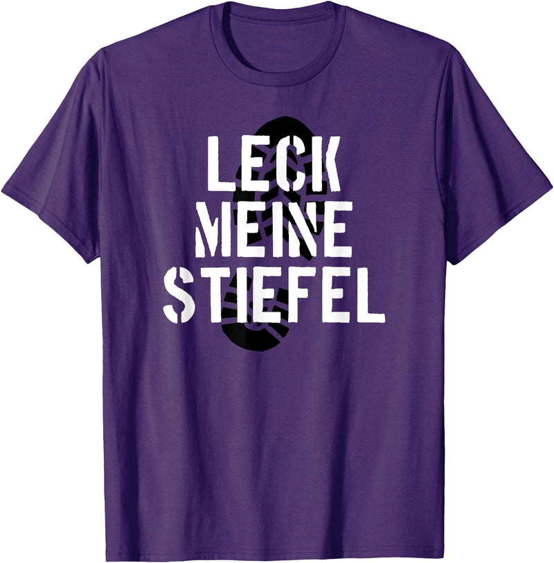 Bear Daddy Leck Meine Stiefel Lick My Boots German Gay Leather T-Shirt T-Shirt - Purple
