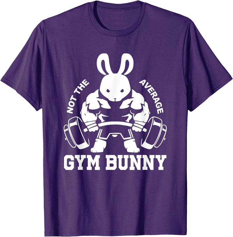 Easter Day Gym Bunny Rabbit Weightlifting Deadlift Fitness T-Shirt in Purple