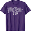 Buffalo NY by Kruzelly Vintage Buffalo New York 716 T-Shirt - Purple