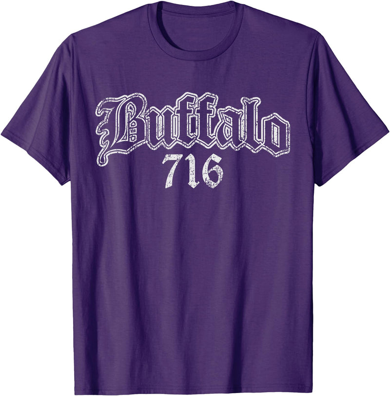 Buffalo NY by Kruzelly Vintage Buffalo New York 716 T-Shirt - Purple