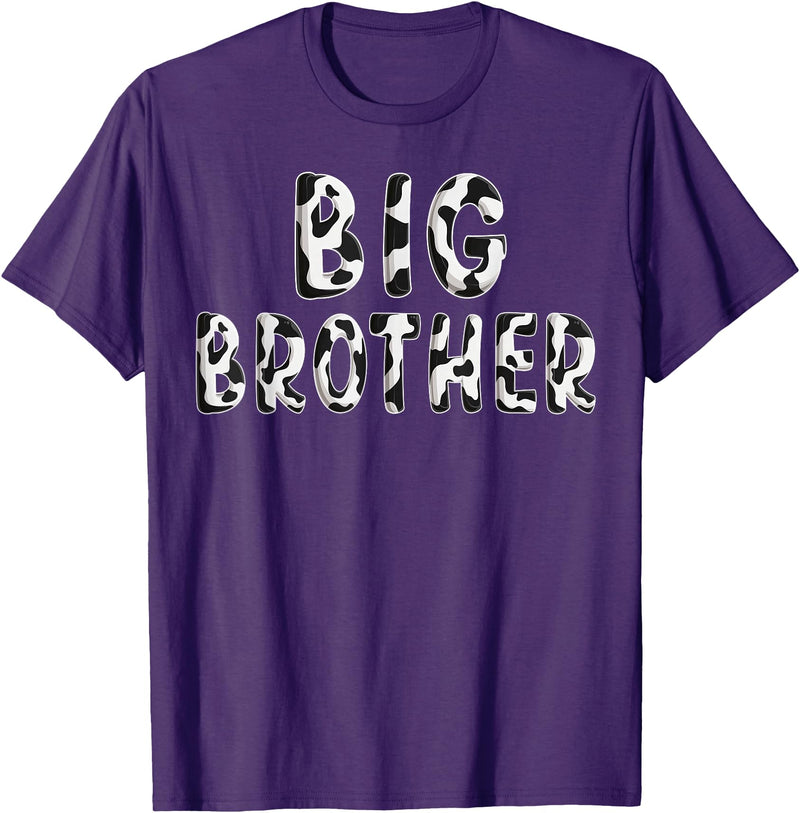 Cow Pattern Print Family Matching Birthday Shirts Cow Big Brother Birthday Family Matching Fathers Day Boy T-Shirt - Purple