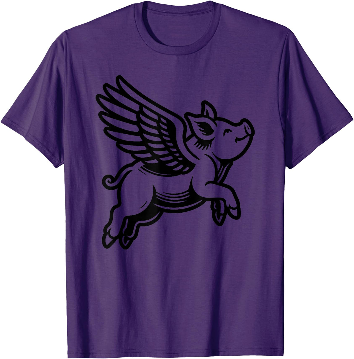 Funny Pig Humor by TKsTees Funny Flying Pig Oink Aviator T-Shirt - Purple