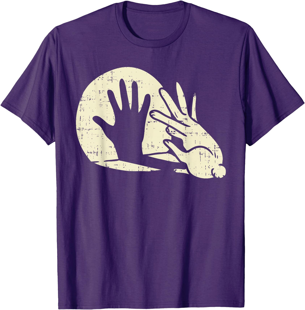 Funny Rabbit Animal Bunny Lover Shadow Play Pun Gift T-Shirt in Purple
