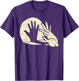 Funny Rabbit Animal Bunny Lover Shadow Play Pun Gift T-Shirt in Purple