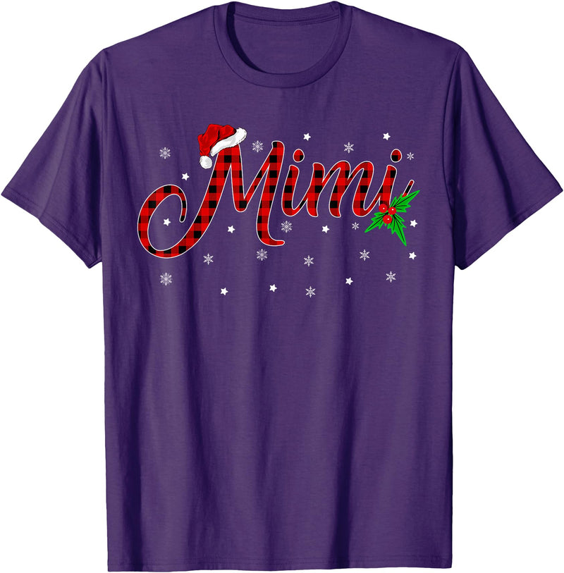 Buffalo Plaid Matching Christmas Pajamas Gifts Funny Matching Family Buffalo Plaid Mimi Christmas Pajama T-Shirt - Purple