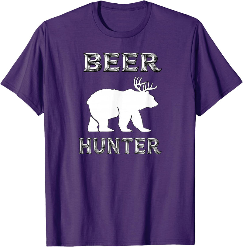 funny Beer Hunter shirt Funny Bear Deer BEER Hunting Tee Shirt T-Shirt - Purple