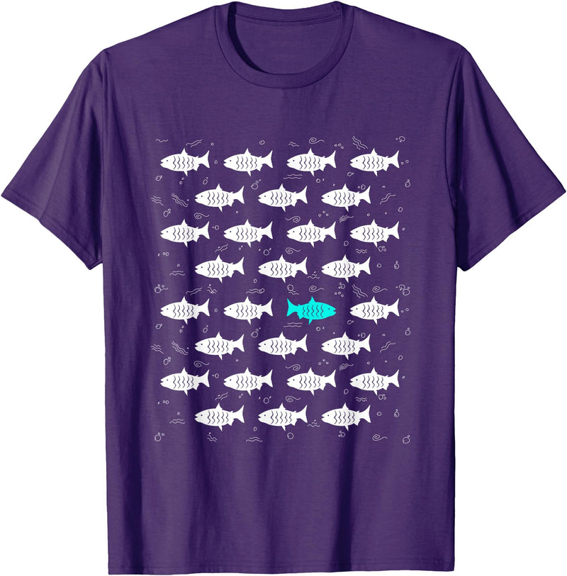 Fish Swimming Against the Ocean By Raminz Fish Swimming Against the Ocean and against Current design T-Shirt - Purple
