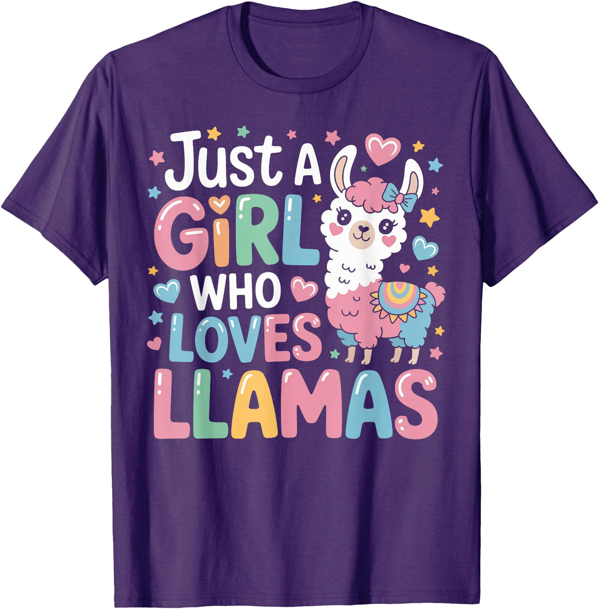 Funny Adorable Llama Lover Just a Girl Who Loves Cute Llamas Gifts for Girls Kids T-Shirt - Purple