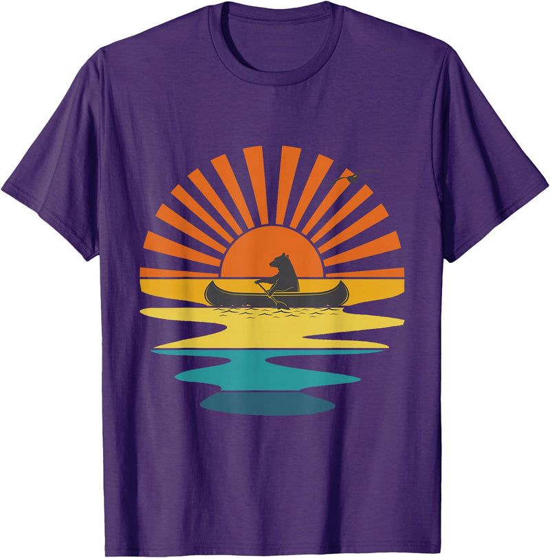 BOLD POD Sunset Canoe Bear T-Shirt - Purple