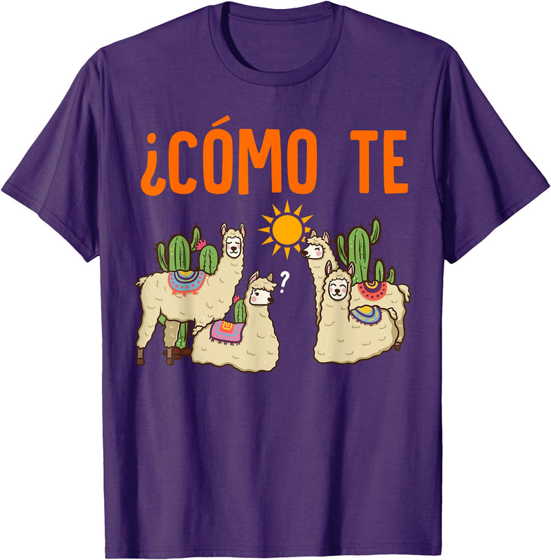 Nerd Ninja Llama Como Te LLamas Spanish Teacher Llama Gift T-Shirt for Men Women Girls Kids - Purple