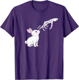Cute Skeleton Hand Boop Bunny Rabbit Funny Easter Day T-Shirt in Purple
