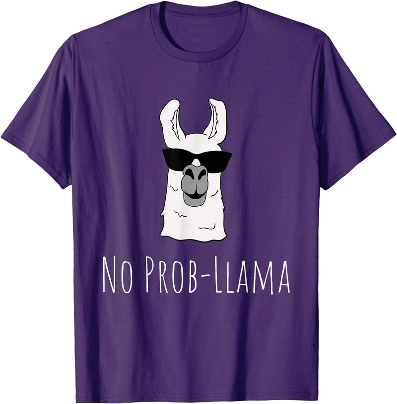 Llama Mama Apparel No Prob-Llama No Problem Cute Funny Cool Llama Alpaca Gift T-Shirt - Purple