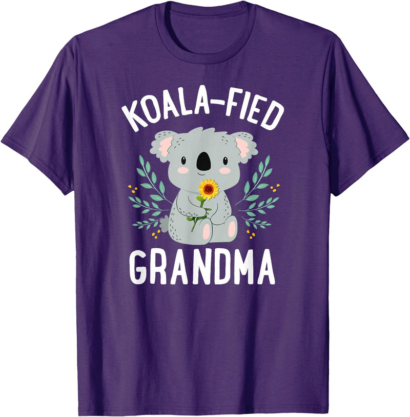 Mothers Day Stuff for Mom from Daughter or Son Koalafied Grandma Koala Bear Sunflower Floral Mothers Day T-Shirt - Purple