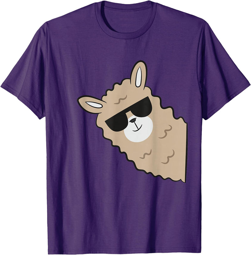 Funny Llama And Alpaca Gifts Cute Llama Alpaca with Sunglasses Funny Llama T-Shirt - Purple