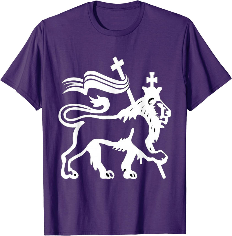 T and T Lion Christian Designs Lion Of Judah T-Shirt - Purple