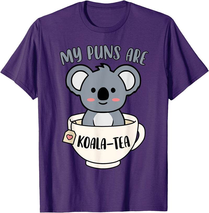 Cute Shirts and Merch My Puns Are Koala Tea Funny Cute Koala Bear Animal Pun T-Shirt - Purple