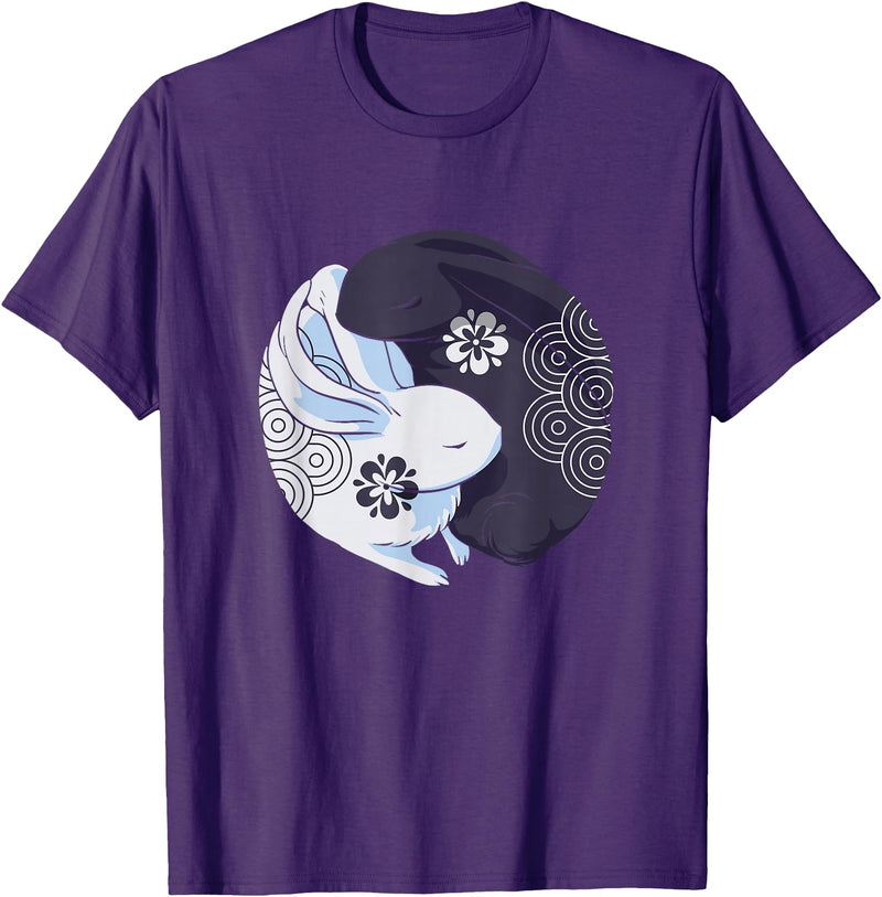 Yin Yang Year of the Rabbit Happy Chinese New Year 2023 T-Shirt in Purple