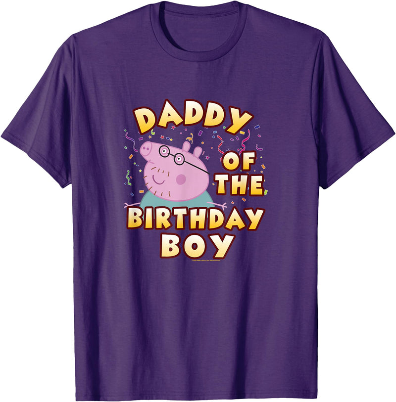 Peppa Pig Daddy of The Birthday Boy Confetti Logo T-Shirt - Purple