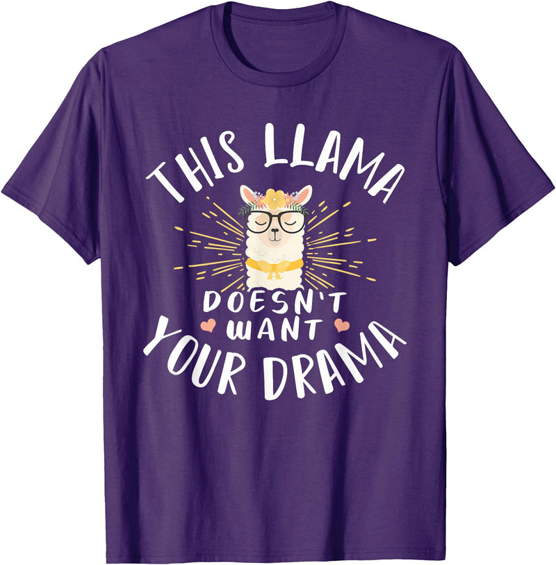 Cute Llama And Alpaca Animal Design Ideas Dieses Lama Wanna dein Drama nicht T-Shirt - Purple