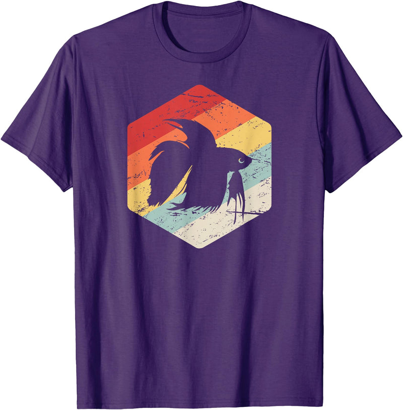 Cool Pet Beta Fish Gift Apparel Retro Vintage Freshwater Aquarium Betta Fish T-Shirt - Purple