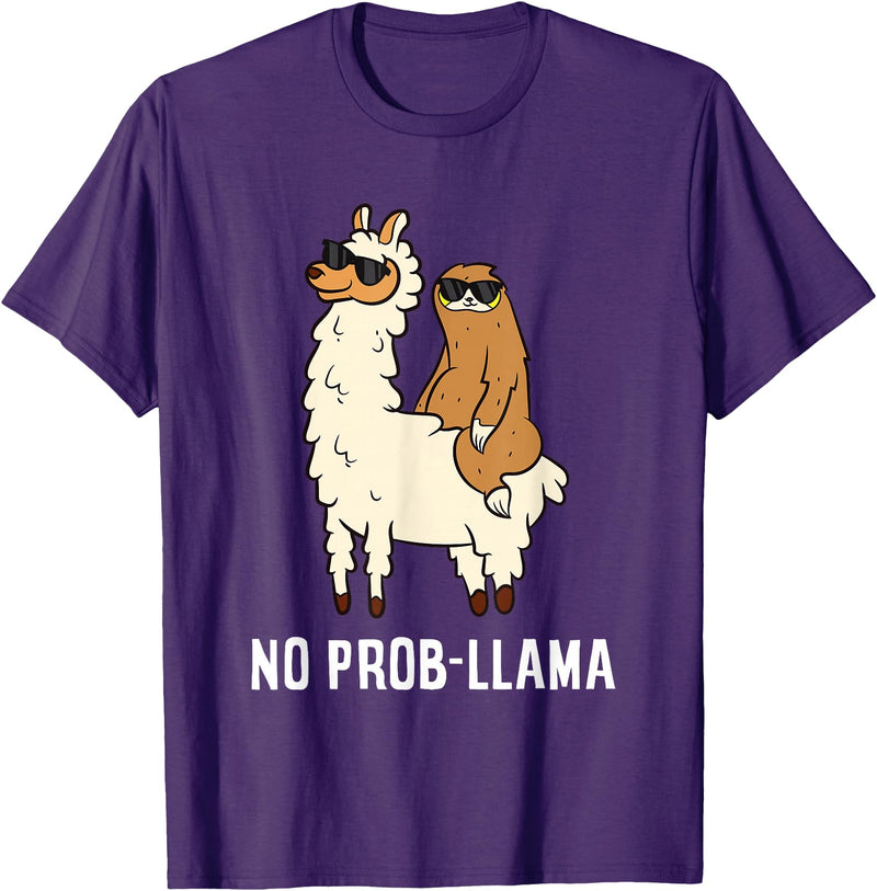 The Llama Lover No Prob-llama Cute No Prob Llama T-Shirt - Purple