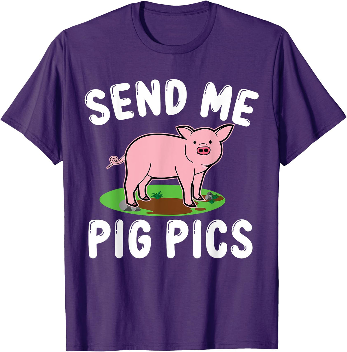 Funny Pig Farm Piggy Farmer Farming Gifts DAIMMER Send Me Pig Pics T-Shirt - Purple