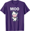 Moo Cow Funny Farmer Cow for Adults Kids Boys and Girls T-Shirt - Purple