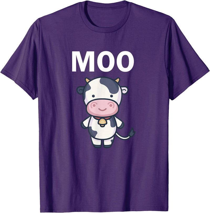 Moo Cow Funny Farmer Cow for Adults Kids Boys and Girls T-Shirt - Purple
