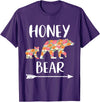 Matching Family Grandma Bear Boho by Foxio Floral Bear Matching Family Outfits Funny Honey Bear T-Shirt - Purple