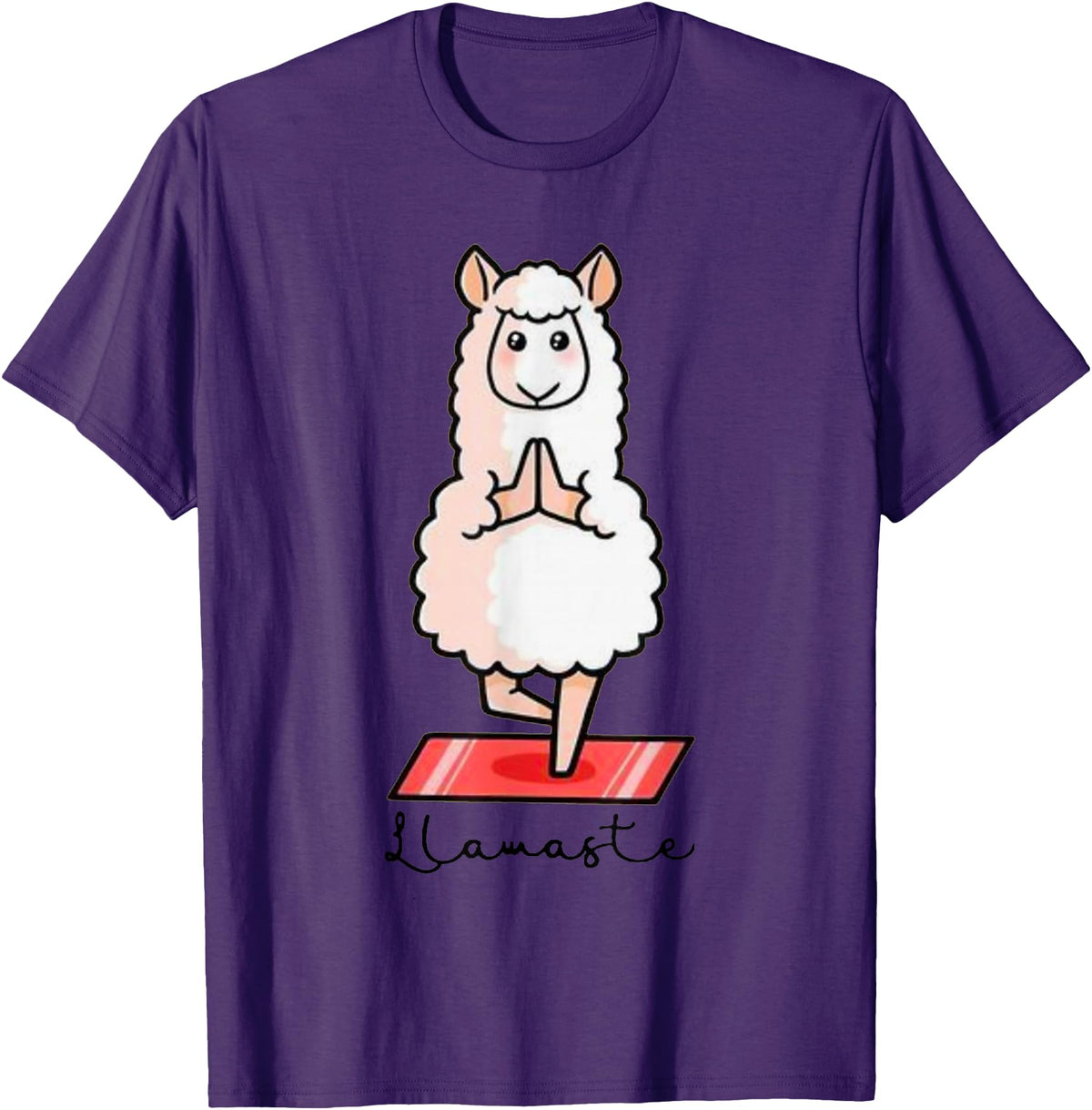 Dibba Designs Llamaste Llama Alpaca Yoga Exercise Fitness Gym Workout T-Shirt - Purple