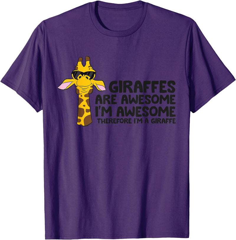Giraffe Lover Gifts And Tees Giraffes Are Awesome. I'm Awesome Therefore I'm a Giraffe T-Shirt - Purple