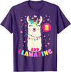 Llamazing Birthday Party Outfit Llama Lovers Llamazing 8 Years Old Girl Birthday Cute Llama Alpaca Kids T-Shirt - Purple