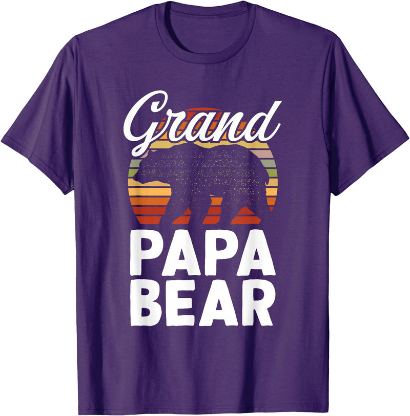 Crazy Grandpa Apparel & Gifts Fun Grandpa Animal Sunset Graphic - Grandpapa Bear T-Shirt - Purple