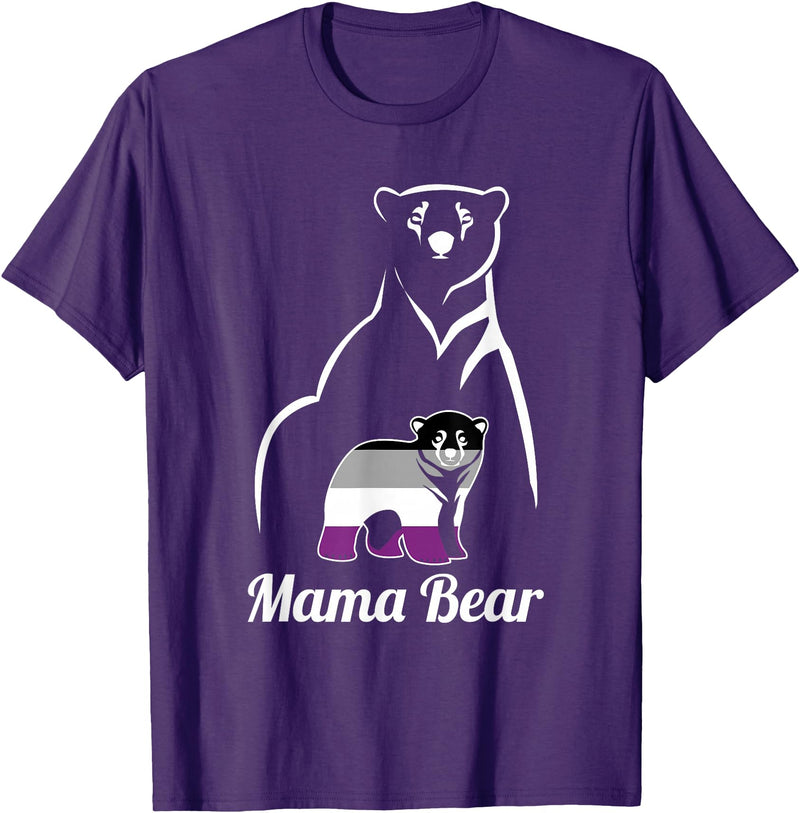 Asexual Mama Bear Designs Co. Asexual Mama Bear Asexual Pride LGBT Ace Pride Flag Mom T-Shirt - Purple