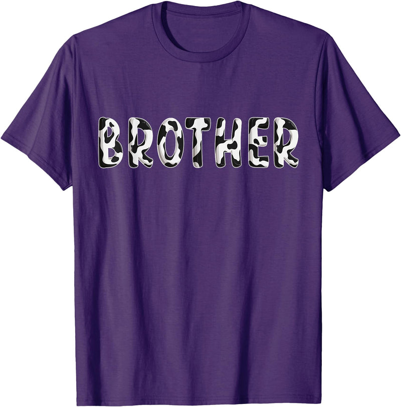 Cow Pattern Print Family Matching Birthday Shirts Cow Brother Birthday Family Matching Fathers Day Boy Girl T-Shirt - Purple