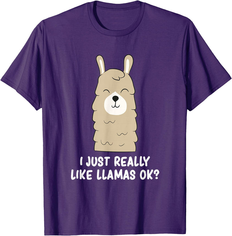 Funny Llama And Alpaca Gifts I Just Really Like Llamas T-Shirt - Purple