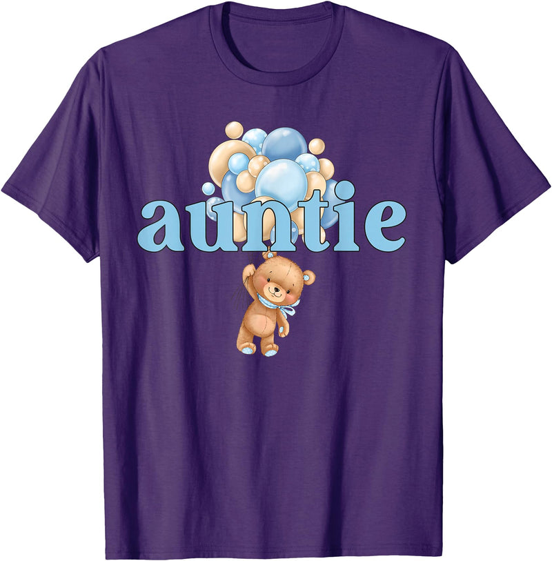 Beary 1st Birthday Boy Teddy Bear Matching Apparel Auntie Teddy Bear 1st Birthday Boy Family Matching T-Shirt - Purple