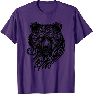 Best Tribal Tattoo Designs I Trends I Born for Art Bear Grizzly Nordic Indian Celtic Mythology Wild Animal Fan T-Shirt - Purple