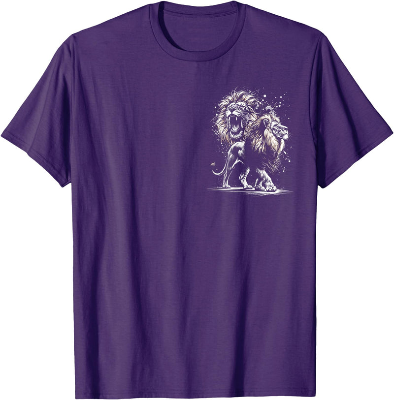 MyAnimal - Your Favourite Animal Wear Lion majestic and proud in artistic style on chest T-Shirt - Purple