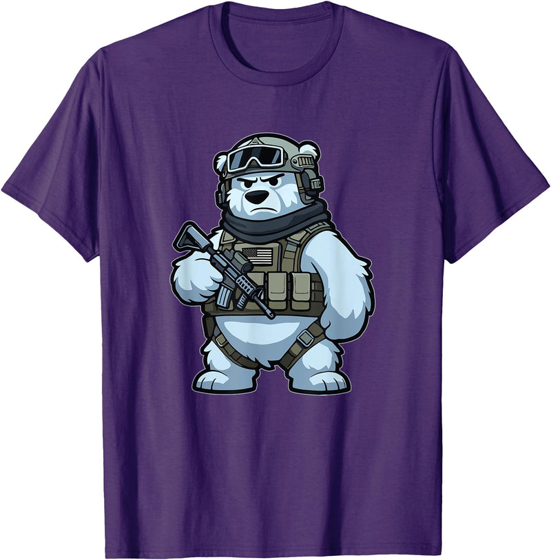 Nate's SOF-Tee's Christmas Drink Infantry Polar Bear Veteran Men Women Gift T-Shirt - Purple