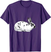 Cute English Spotted Bunny Rabbit Drawing T-Shirt in Purple