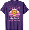 Favorite Animal Sweet Animals For Girls Just A Girl Who Loves Lions Cute Lion For Girls Lions T-Shirt - Purple